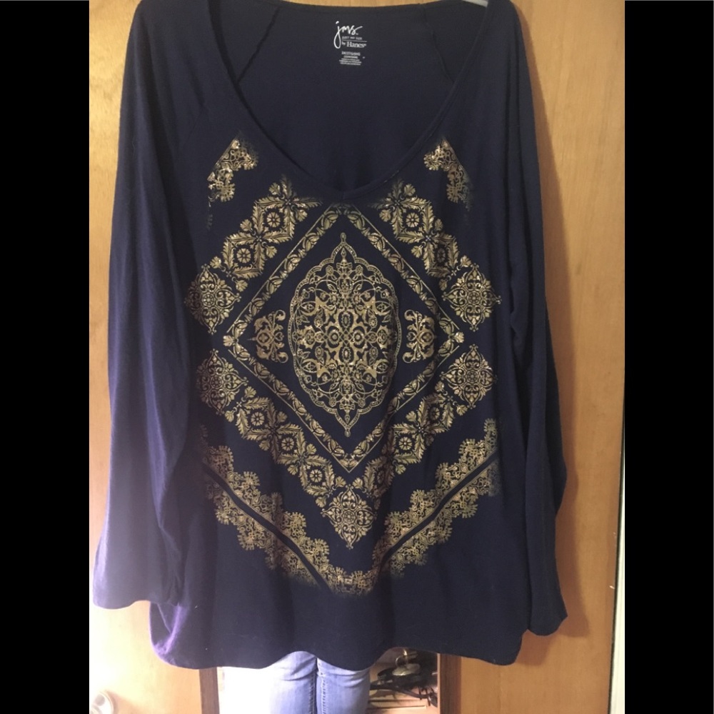 Just My Size long sleeve navy and gold shirt